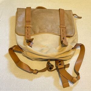 Lowell Canvas and Leather Backpack - Tan/Brown